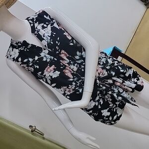 Erin Blair Floral Tie Front Button Down Sleeveless Blouse Size Large